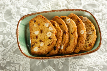 Crispy biscuits with fruit. Italian biscotti.