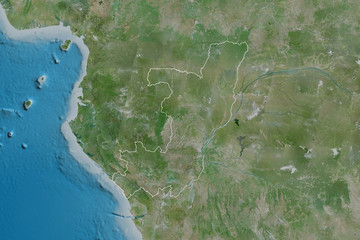 Republic of Congo outlined. Satellite
