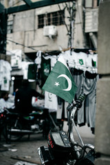 Pakistani flag in the city