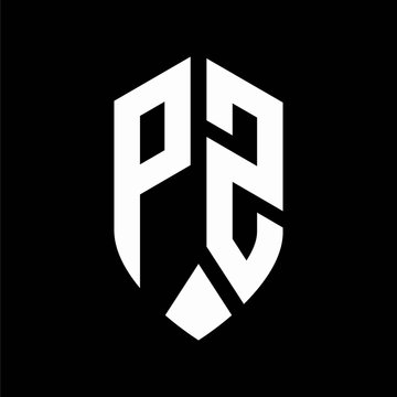 pz logo monogram with emblem shield style design template