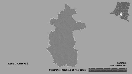 Kasaï-Central, province of Democratic Republic of the Congo, zoomed. Bilevel