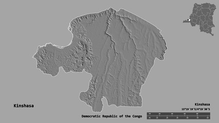 Kinshasa, province of Democratic Republic of the Congo, zoomed. Bilevel