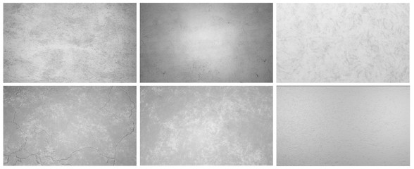 Set of Black and white loft atmospheric concrete wall texture use for wallpaper or background. White plaster.