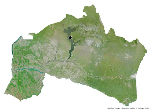 Ma&iuml;-Ndombe, province of Democratic Republic of the Congo, on white. Satellite