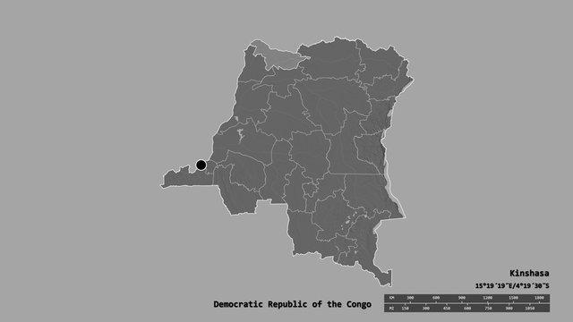 Location of Nord-Ubangi, province of Democratic Republic of the Congo,. Bilevel