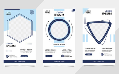 Set of Minimalist Background with memphis style. Suitable for social media Stories post template, Webinar, Seminar backdrop, flyer, ads banner, etc