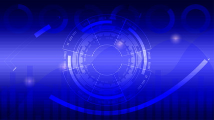 Cyber eye scanner with charts on line background