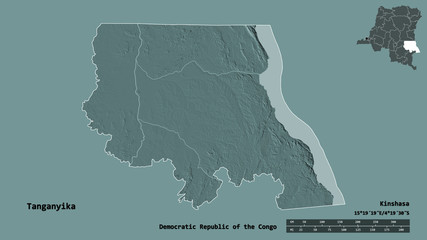Tanganyika, province of Democratic Republic of the Congo, zoomed. Administrative