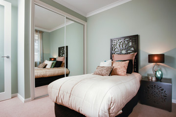 Designer bedroom in a luxury modern home