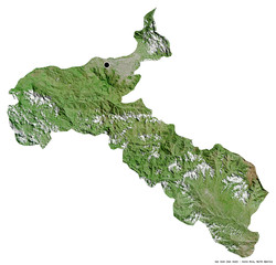 San José, province of Costa Rica, on white. Satellite