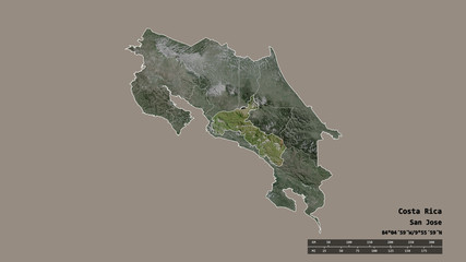 Location of San José, province of Costa Rica,. Satellite