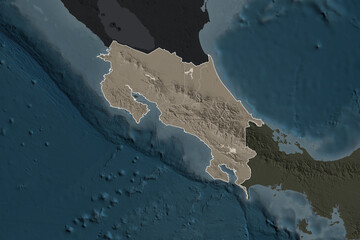 Costa Rica borders. Neighbourhood desaturated. Administrative