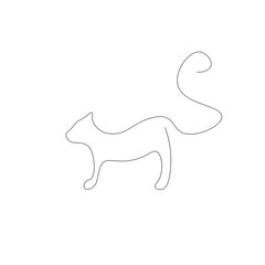 Cat silhouette line drawing on white background. Vector illustration