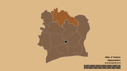 Location of Savanes, district of Côte d'Ivoire,. Pattern