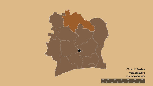 Location of Savanes, district of C&ocirc;te d'Ivoire,. Pattern