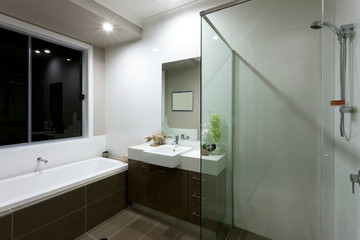 Naklejka na ściany i meble A luxury modern bathroom interior design view