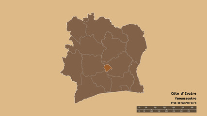 Location of Yamoussoukro, autonomous district of Côte d'Ivoire,. Pattern