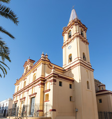 Fototapeta na wymiar Church of St Anthony Abbot (San Antonio Abad) in Trigueros a town in the province of Huelva Andalusia Spain