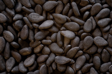 high-res black sesame seeds isolated on a white background.