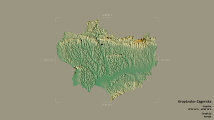 Krapinsko-Zagorska - Croatia. Bounding box. Relief