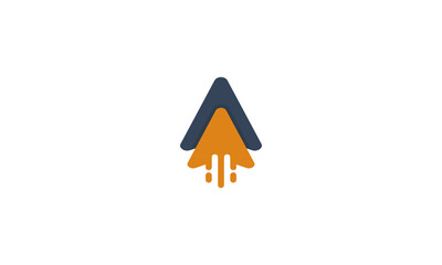Creative Vector Illustration Logo Design Rocket Up Arrow Letter A, Startup Company