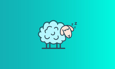 Creative vector illustration logo design sleep sheep character