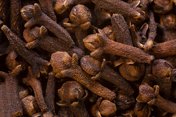 super macro shot of.dry cloves in detail very close. food spice background