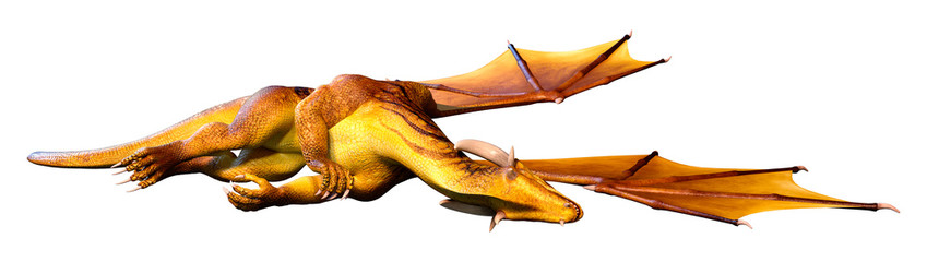 3D Rendering Fairy Tale Dragon on White