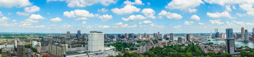 Rotterdam South Holland/Netherlands -June 11 2020 : beautiful panorama view of Rotterdam from...
