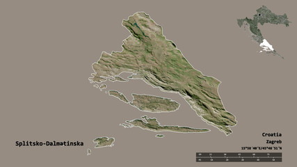 Splitsko-Dalmatinska, county of Croatia, zoomed. Satellite