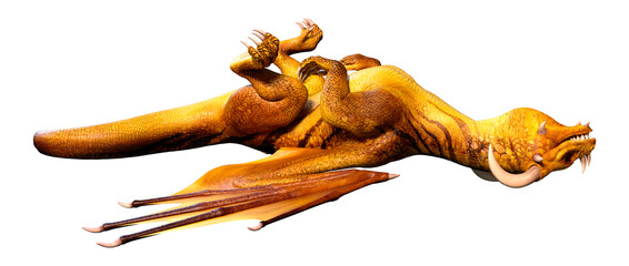 3D Rendering Fairy Tale Dragon on White