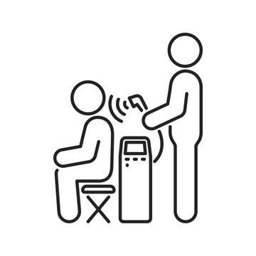 recommend clip art: Magnetotherapy line black icon. Physiotherapy, acupuncture, rehabilitation. Isolated vector element. Outline pictogram for web page, mobile app, promo. 