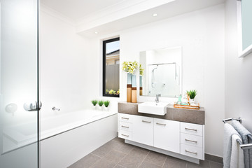 A bright bathroom in new luxury home