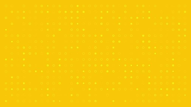 White circles on yellow background are changed size with top view motion. looped animation