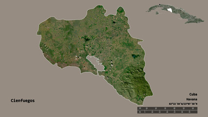 Cienfuegos, province of Cuba, zoomed. Satellite