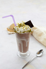 chocolate milkshake on a white background