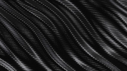 Fototapeta na wymiar Carbon fiber wave texture pattern background. Dark with lighting. 3D rendering