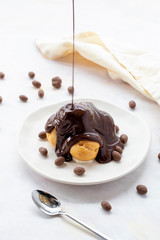 profiterole cake on a white background
