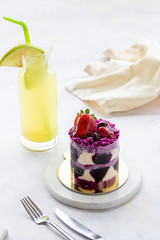 forest fruit cake on white background