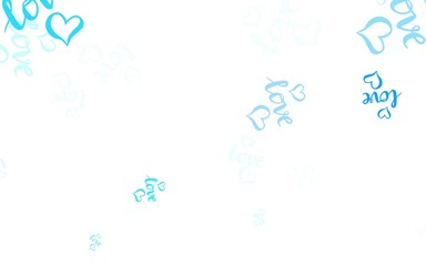 Light BLUE vector pattern with colorful hearts.