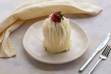 Strawberry babaroski on white background