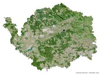 Karlovarský, region of Czech Republic, on white. Satellite © Yarr65