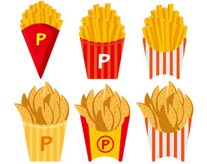 フライドポテトのベクターイラスト フレンチフライ Chips Wall Mural Chi Nisi