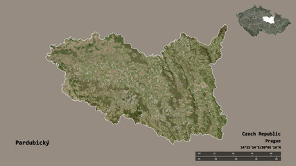 Pardubický, region of Czech Republic, zoomed. Satellite