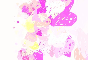 Light Pink, Yellow vector backdrop with sweet hearts.