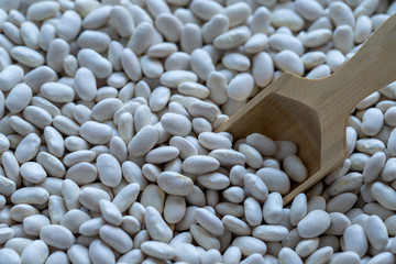 food background from a texture of raw beans close-up