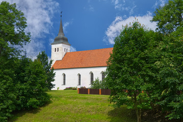 Fototapeta na wymiar John's Church in Viljandi in Estonia. Builded in middle of the 17th. Church in nice summer day.