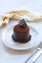 chocolate chip cake on a white background