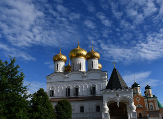 Kostroma, Russia, August 2020. Cathedral of the Holy Trinity Ipatiev monastery in Kostroma.