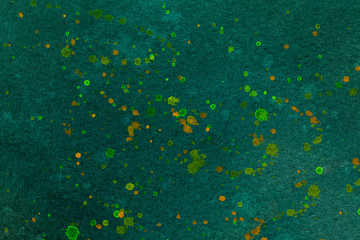 Fototapeta premium Abstract art background dark green and emerald colors. Watercolor painting on canvas with soft cyan gradient.